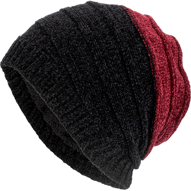Velvet Striped Pattern Outdoor Long Knitted Warm Beanie Hat