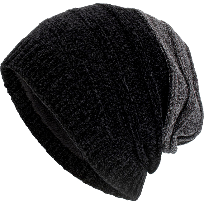 Velvet Striped Pattern Outdoor Long Knitted Warm Beanie Hat
