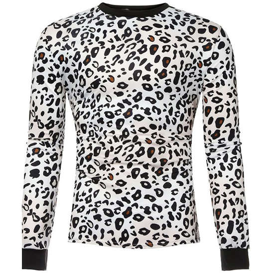 White & Black Leopard Print Full Sleeve T-Shirt