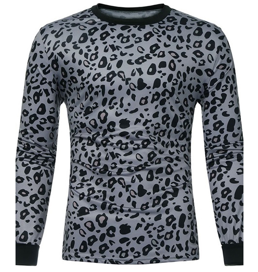 White & Black Leopard Print Full Sleeve T-Shirt