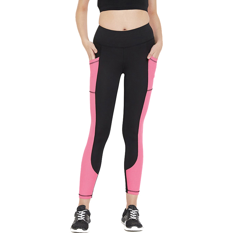 Black & Pink colorblocked Gym Leggingd