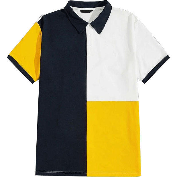 Colorblock Patchwork Polo Shirt